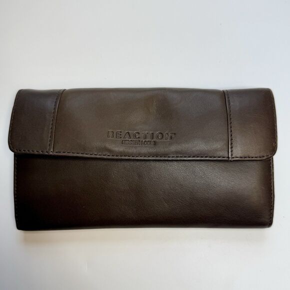 Reaction Kenneth Cole Brown Leather Wallet New - Picture 1 of 8
